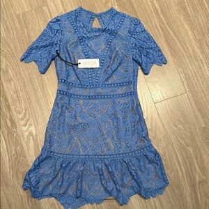 SAYLOR Blue Ruffled Tiered Mini Dress